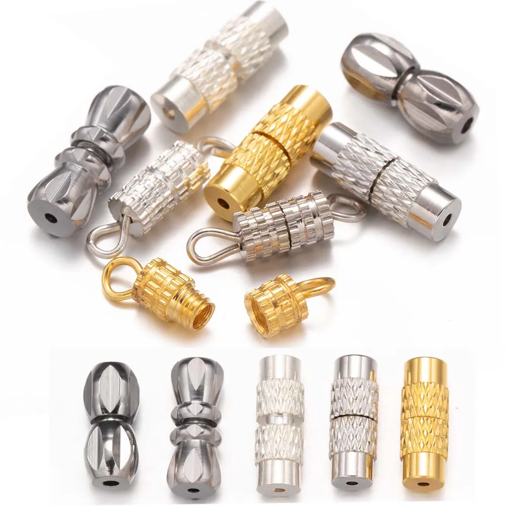 20pcs Brass Screw Clasp Closure Fastener Lock Jewelry End Tip Caps For DIY Bracelet Necklace Making Supply Accessories Material 10pcs end caps 316l stainless steel leather cord end caps for diy bracelet charms pendants jewelry making components wholesale