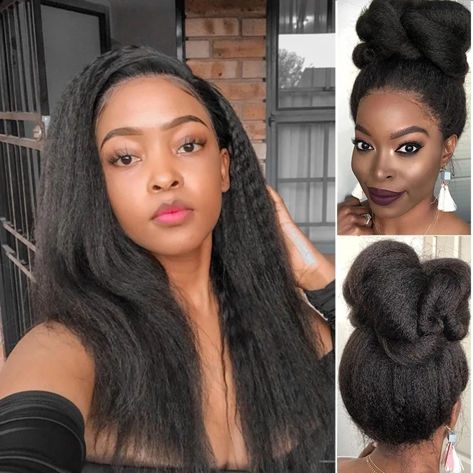 100% Human Hair Kinky Straight Bundles 1/3/4 PCS Human Hair Bundles 8-30" Remy Extensions Peruvian Weave Natur