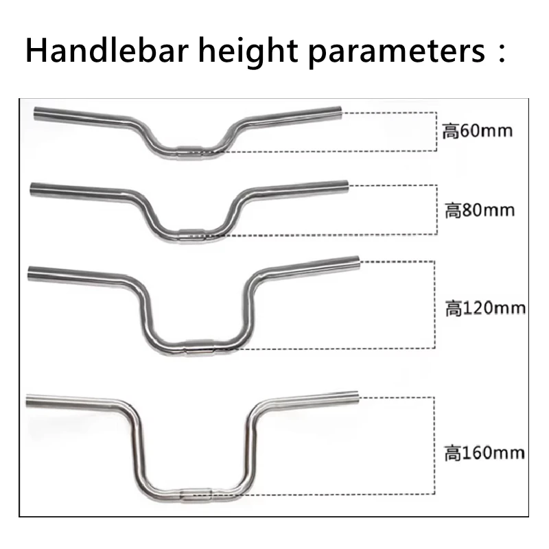 Chooee Bike Handlebar 25.4 Bicycle Handle Bar Falt Riser M Fit Bronpton 25.4mm Cycling Accessories Part Height 60 80 100 120 140