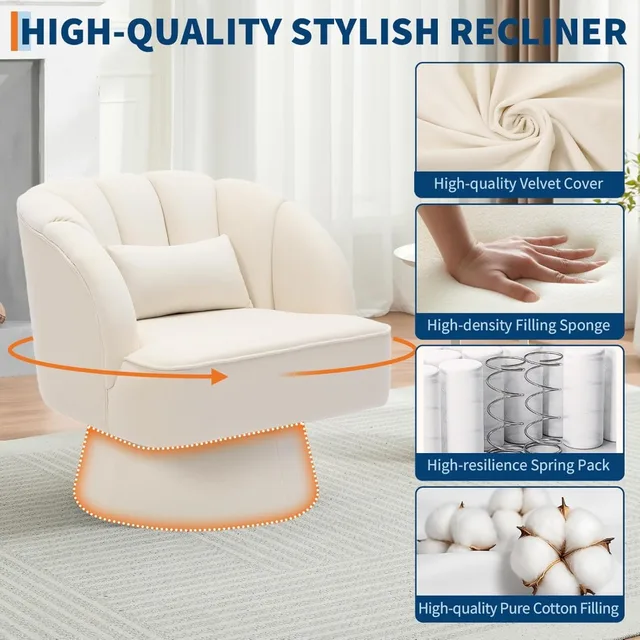 Velvet Modern Swivel Armchair 4