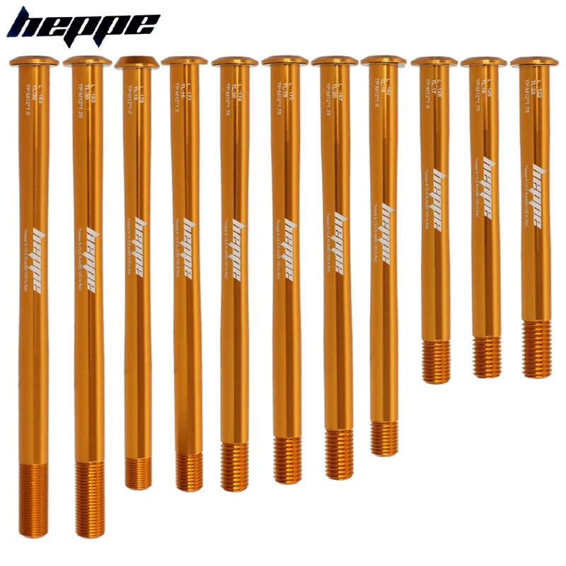 HEPPE MTB Road Bike Ultra Light Thru Axle Front Fork Shaft Skewer 12x100/110 Rear Hub Thru Axle 12x142 12x148 Orange Thru Axle