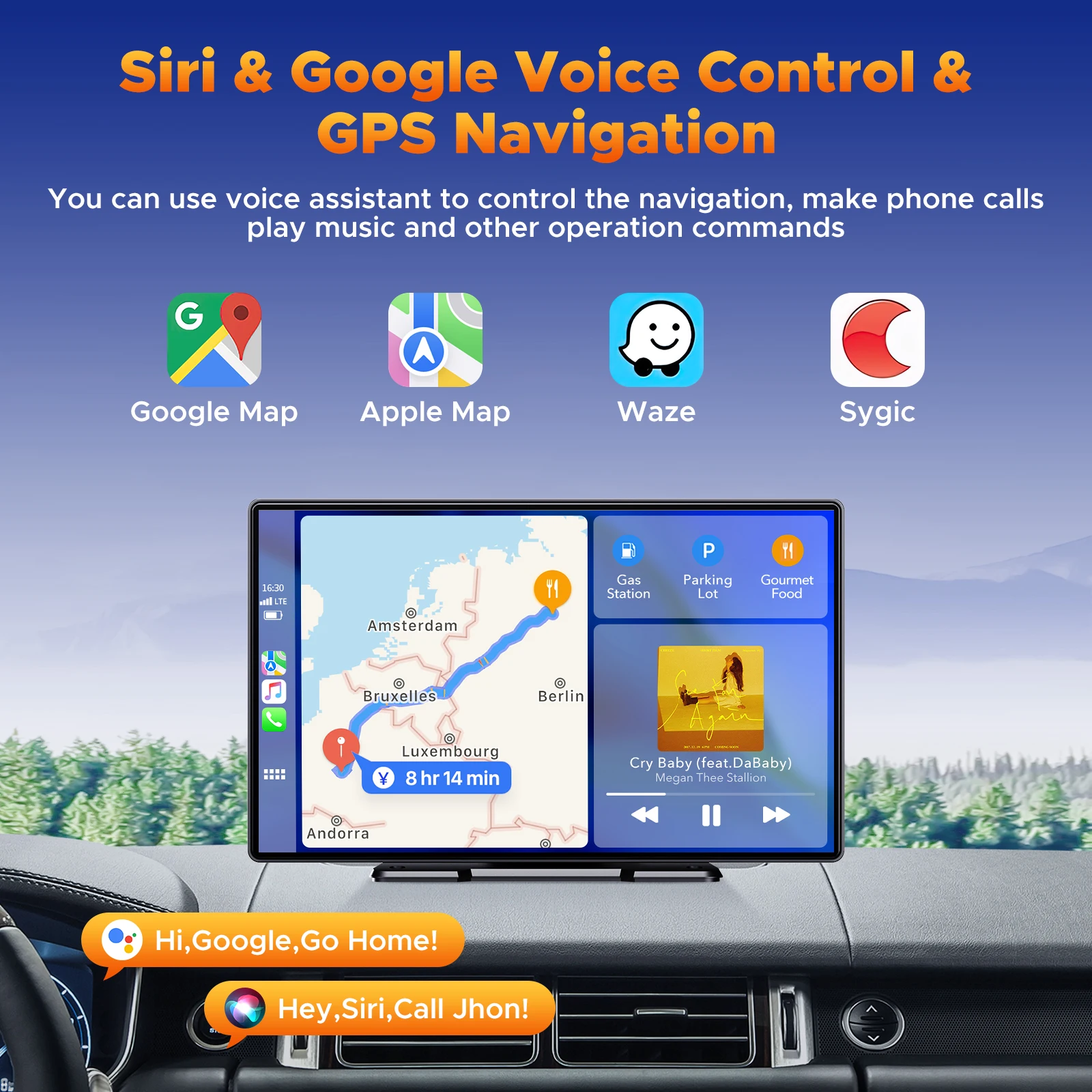 TOGUARD Carplay screen,9inch Wireless apple carplay Android Auto