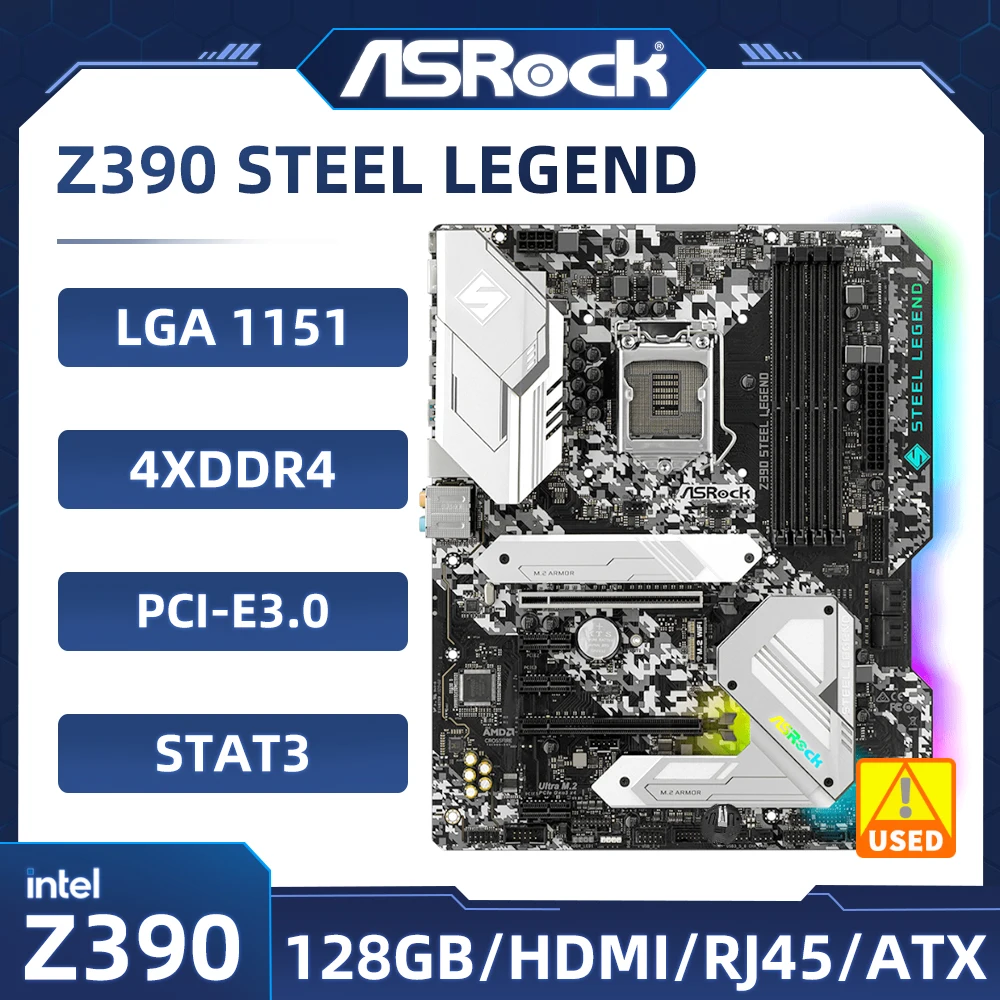 Scheda Madre Legend In Acciaio Asrock Z390 Intel Z390 Lga 1151 Ddr4 128Gb Pci-E 3.0 2 Supporto Hdmi Atx M.2 9H/8Th Gen Core I9/I7/I5