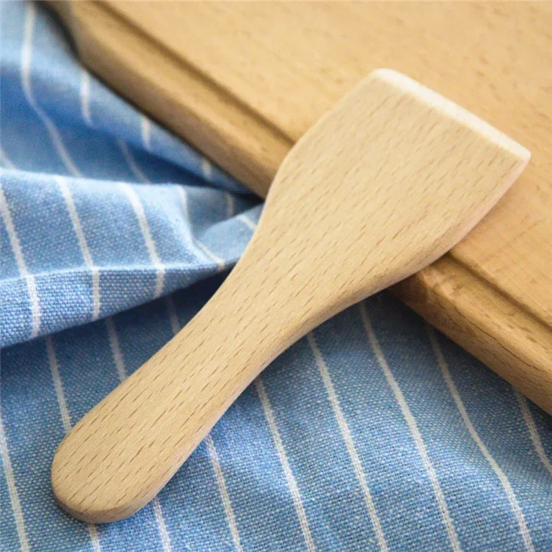 1/4PCS Small Beech Butter Spatulas Non-stick Wooden Turner Cooking Shovel Kitchen Gadgets Utensils Home Camping Restaurant stainless steel food tongs pancake spatula