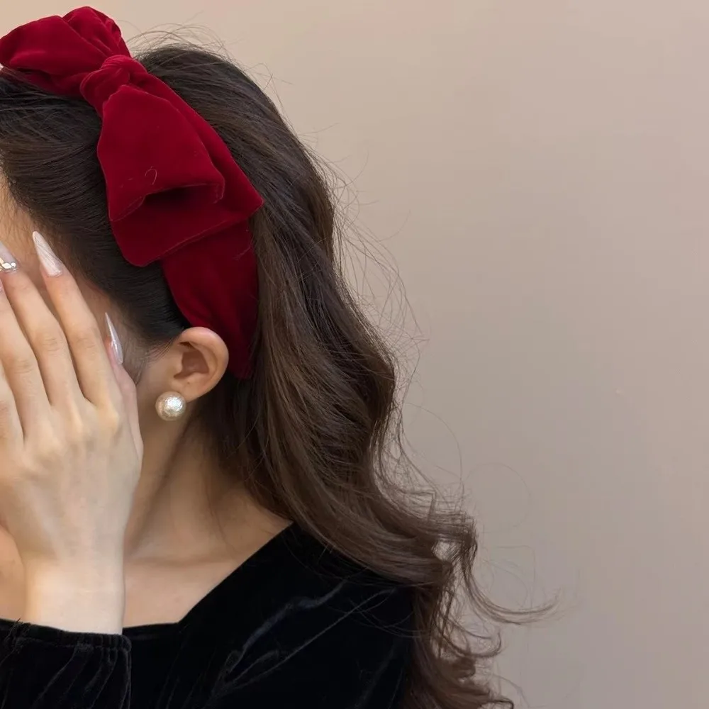 Mode Samt frauen Haarband Anti-slip Breiten Rand Große Bowknot Haarband Styling Stirnband Haar Zubehör – Detail 9