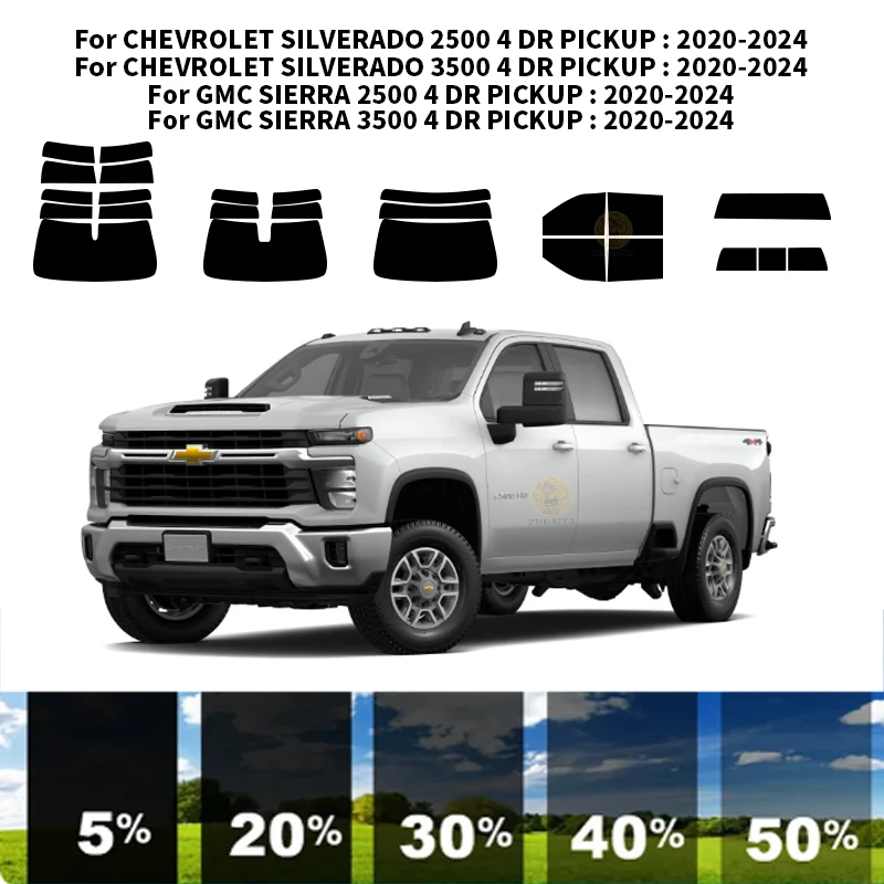 

Precut nanoceramics car UV Window Tint Kit Automotive Window Film For CHEVROLET SILVERADO 2500 4 DR PICKUP 2020-2024