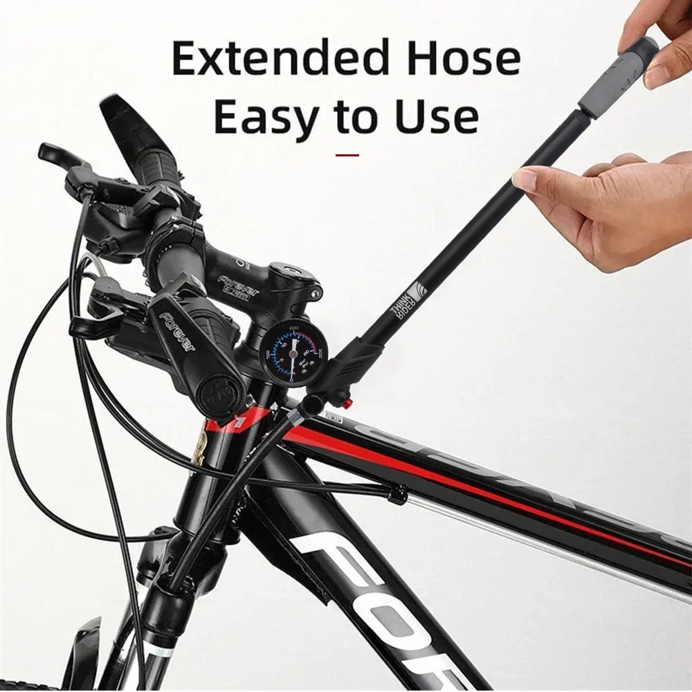 Bike pump ThinkRider Portable High-pressure 300psi With gauge For fork & rear suspension shock absorber Mountain bicycle