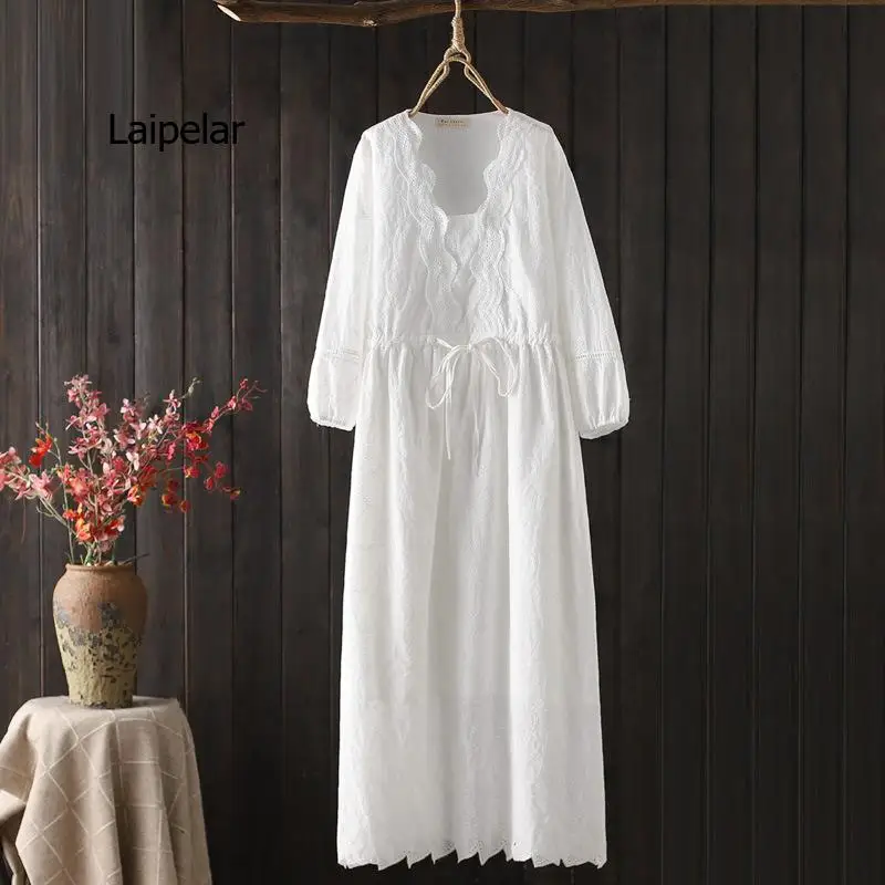 

Женское платье с вышивкой, однотонное милое ажурное платье средней длины с коротким рукавом в японском стиле на лето