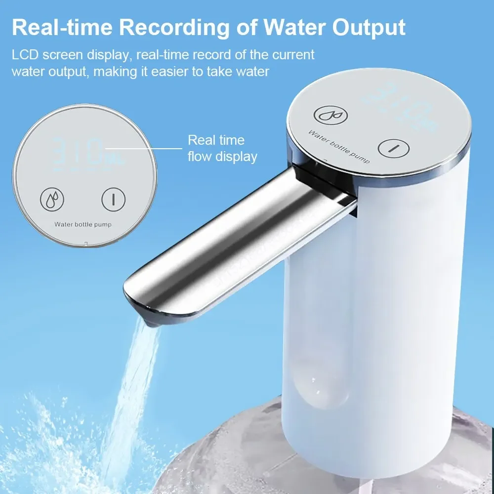 Water dispenser Electric Water Gallon Bottle Pump LED Display Rechargeable Automatic Foldable Desktop Bottle