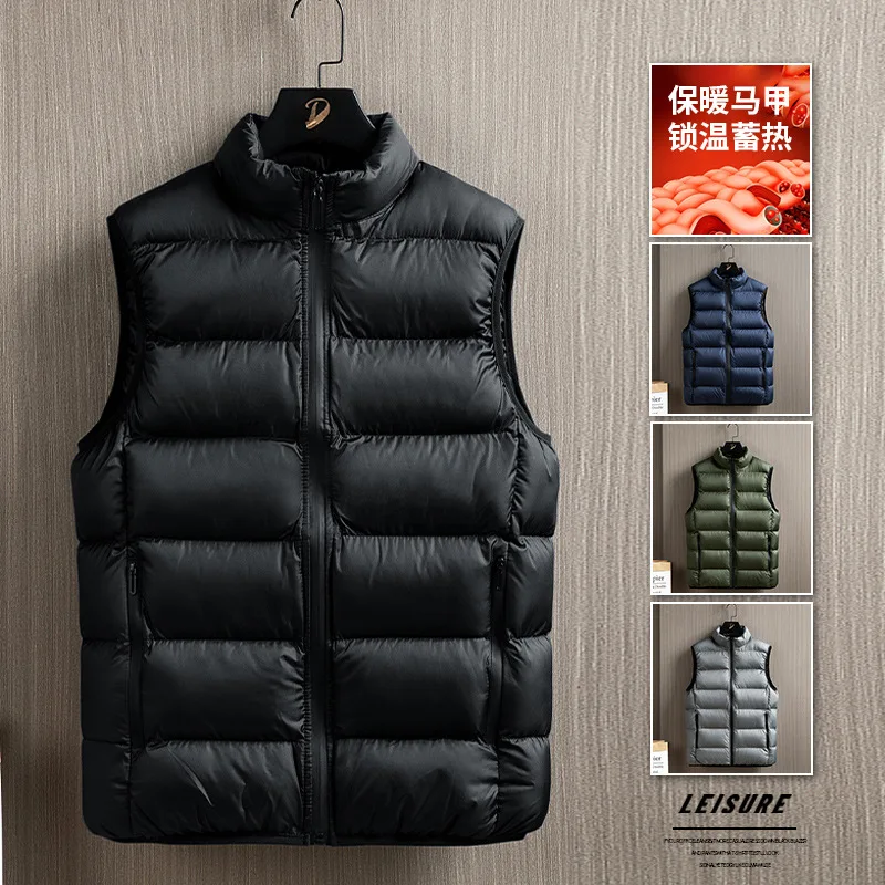 

Mens Vest Jacket Men Autumn Warm Sleeveless Jackets Zipper Cotton Padded Thicken Cold Proof Plus Size Casual Straight Waistcoat