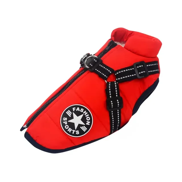 Large Pet Dog Jacket With Harness Winter Warm Dog Clothes For Labrador Waterproof Big Dog Coat Chihuahua French Bulldog Outfits 3