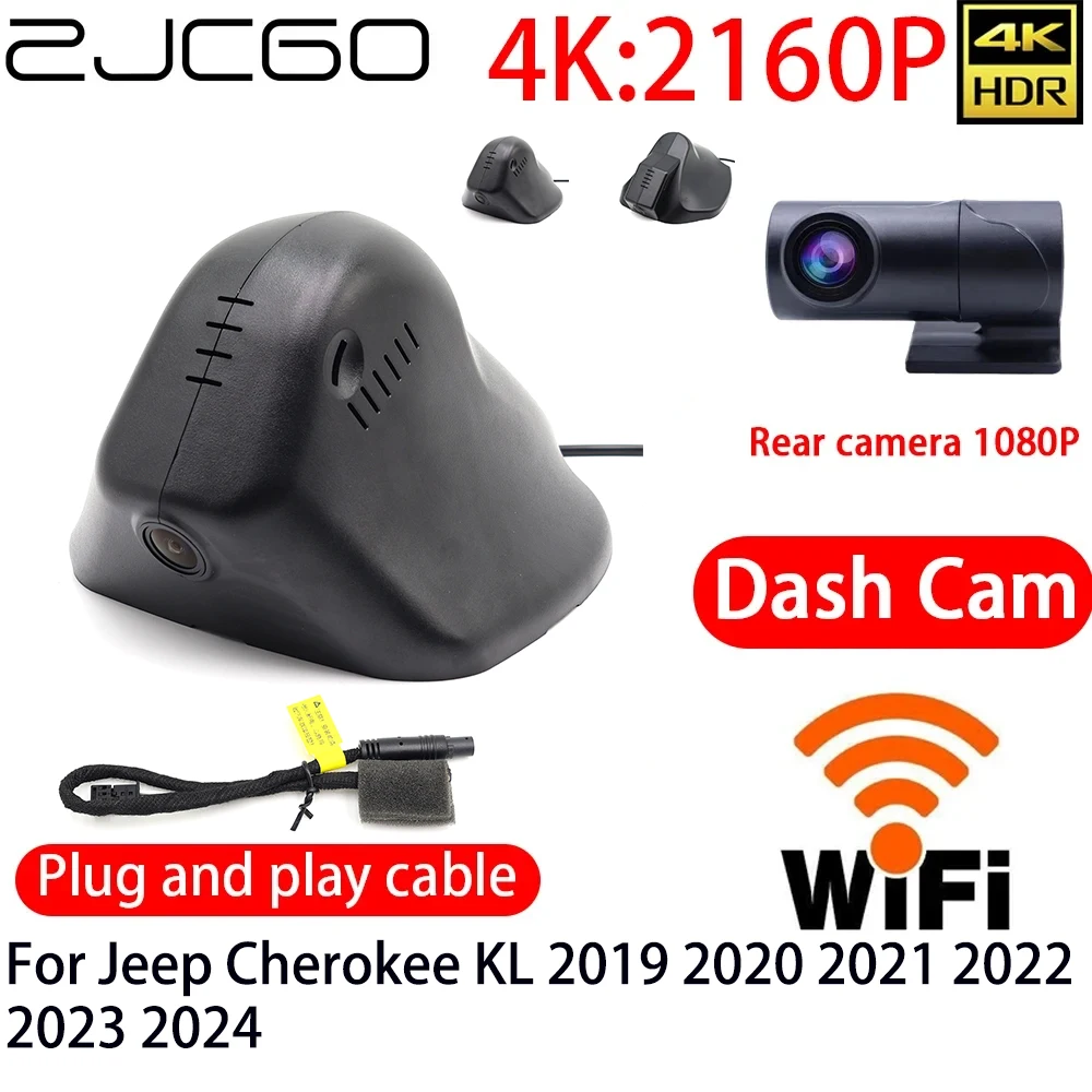 

ZJCGO 4K DVR видеорегистратор Wifi Передняя и задняя камера 24h монитор для Jeep Cherokee KL 2019 2020 2021 2022 2023 2024