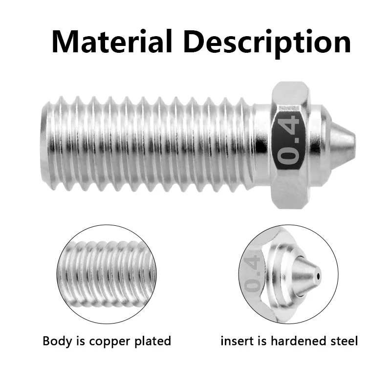 Bimetal Nozzle Qidi Q1-PRO X-max 3 X-plus X-smart Plated Copper Hardened Steel