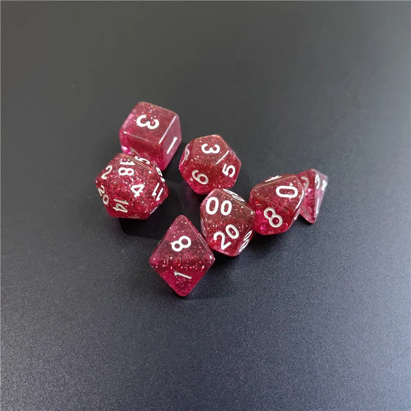 Dice Set 7 PCs 1 Set Transparent Flash Point Acrylic D4 D6 D8 D10 D12 D20 Multi-sided TRPG Dungeons & Dragons Game