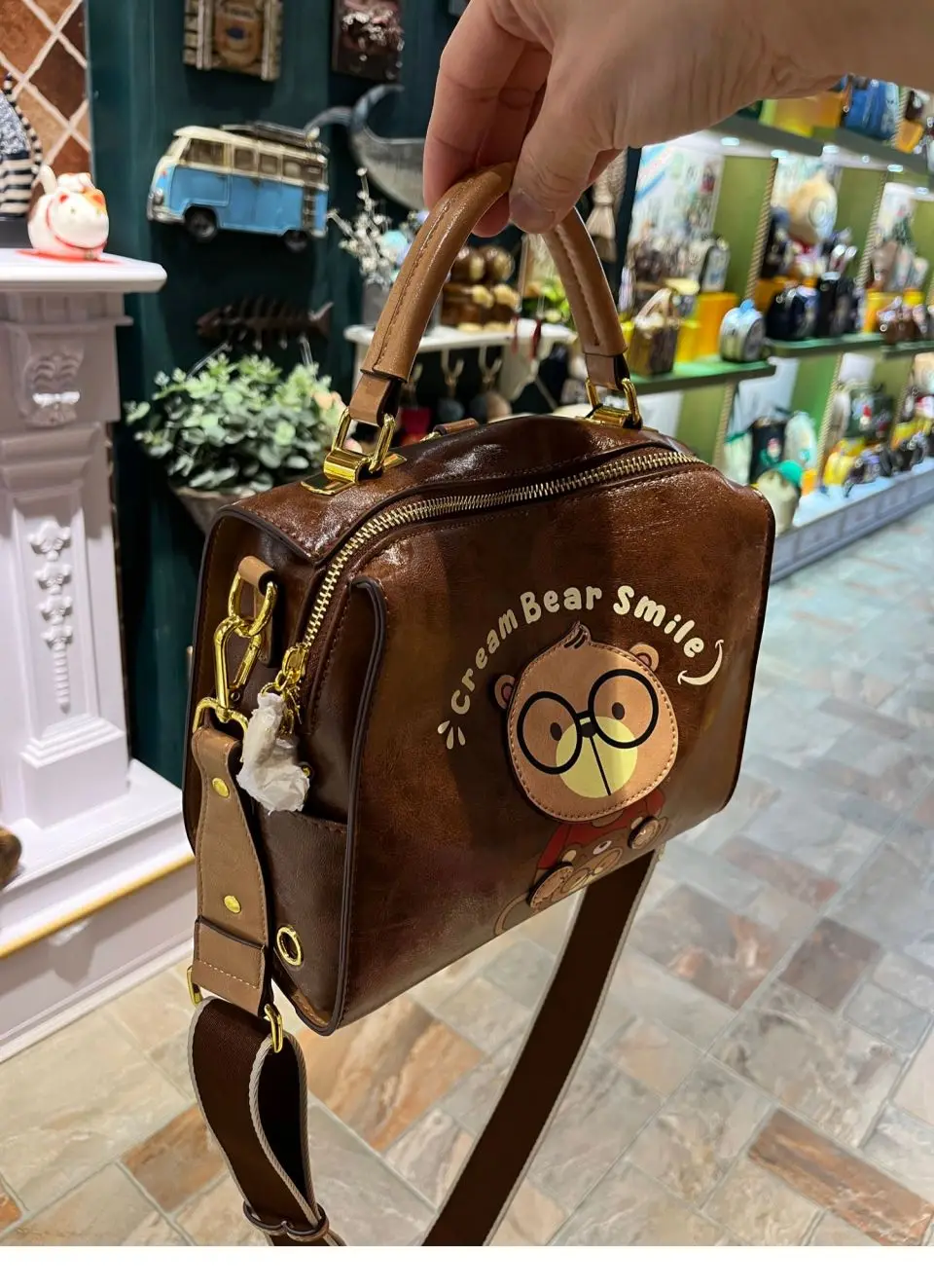 CREAM BEAR Fashion Small Square Bag Multi Functional Large