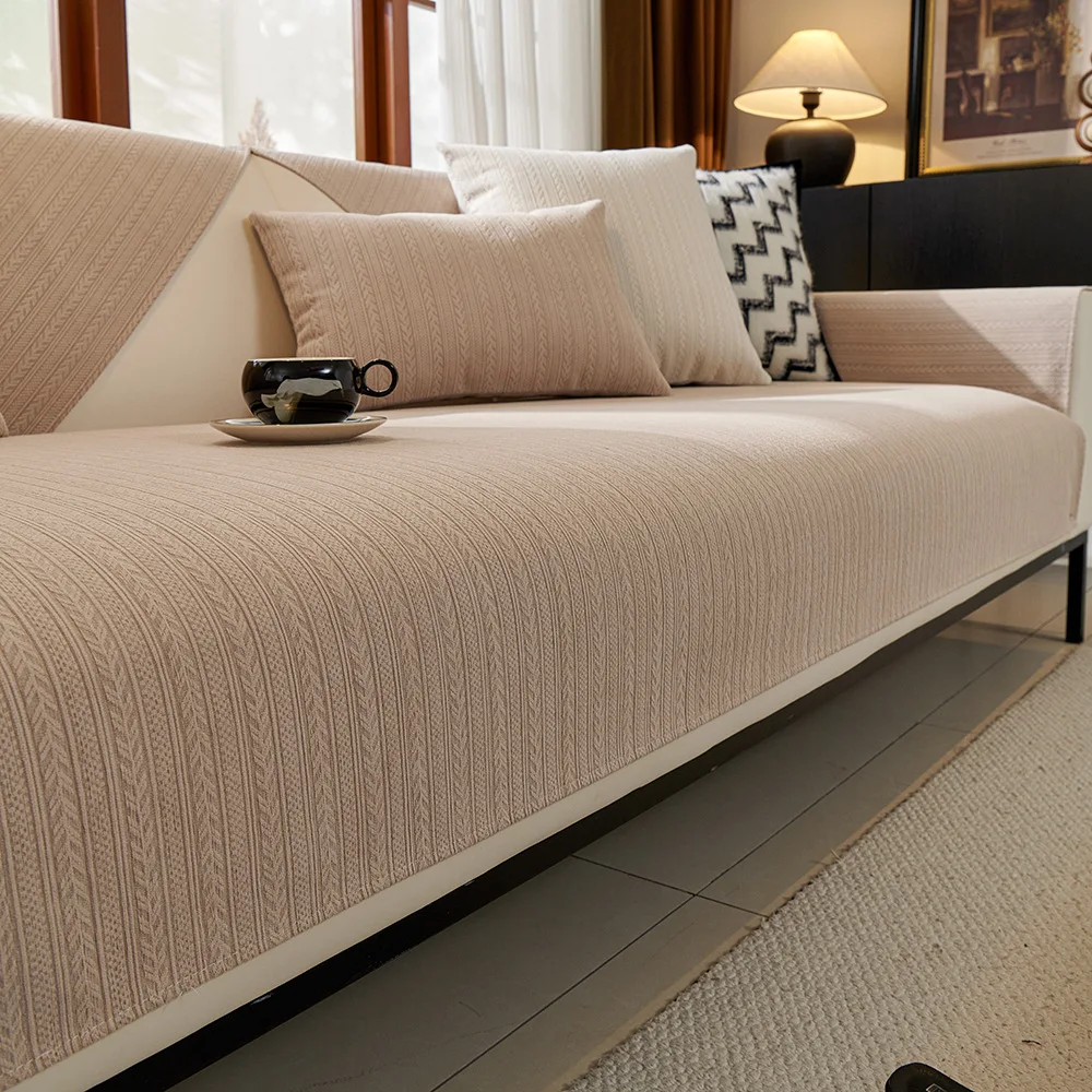 Sofa Cushion Simple Fashionable Solid Color Light Luxury Non-Slip Machine Washable Anti-Cat Scratch Cover Cover Back Towel 5