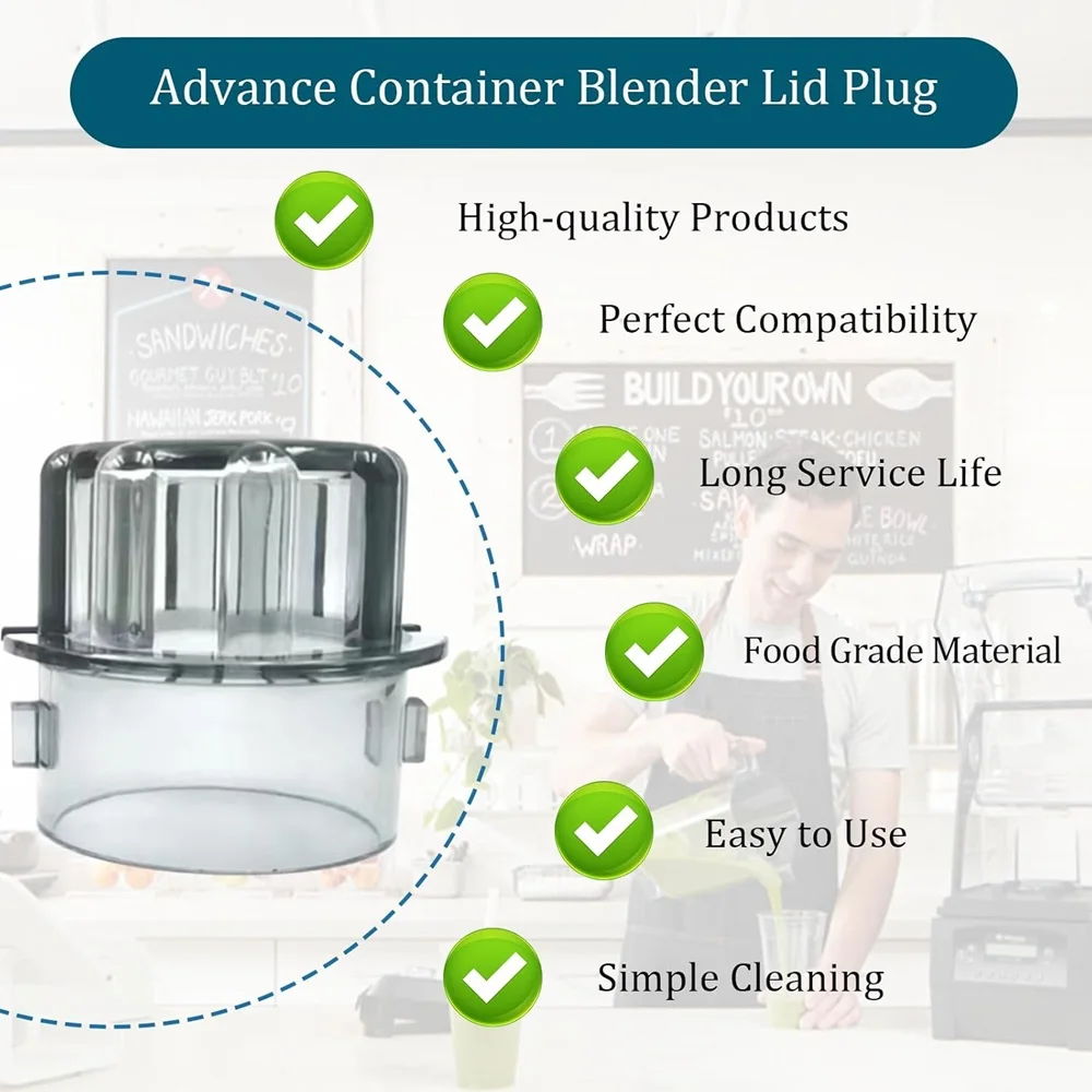 For Vitamix Lid Plug Advance Container 48 Oz & 32 Oz,Fit Models the Quiet One VM0145 BarBoss Drink Machine Advance Blender