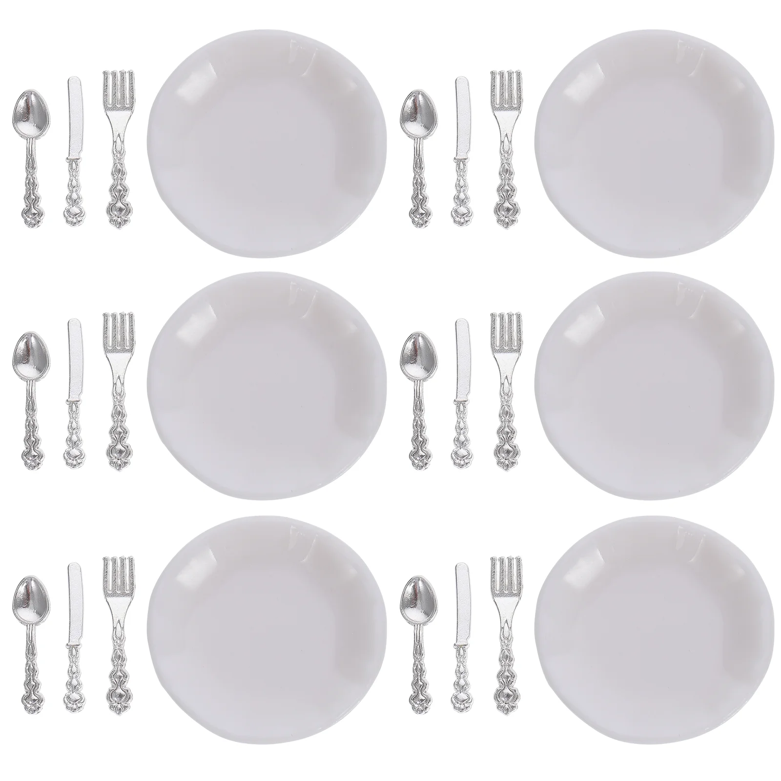 

6 Sets Mini Cutlery Tableware Desktop Centerpiece Decorations Dollhouse ABS Accessories Kit