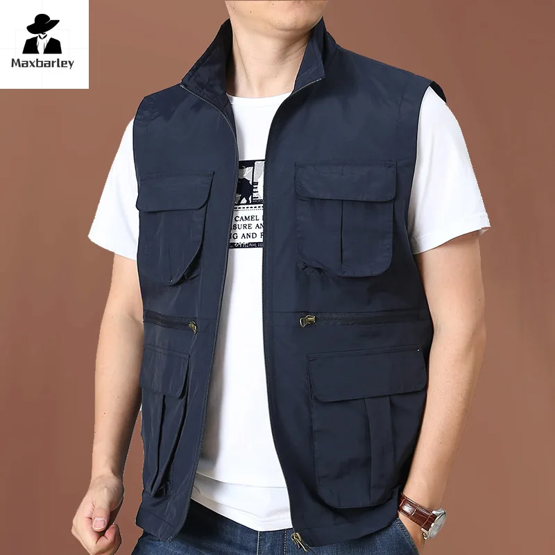 Tactical Vest For Men Golf Hunting Large Size Men's Camping Sleeveless Jacket Multi-pocket Work Padded Luxury MAN Clothing Denim
