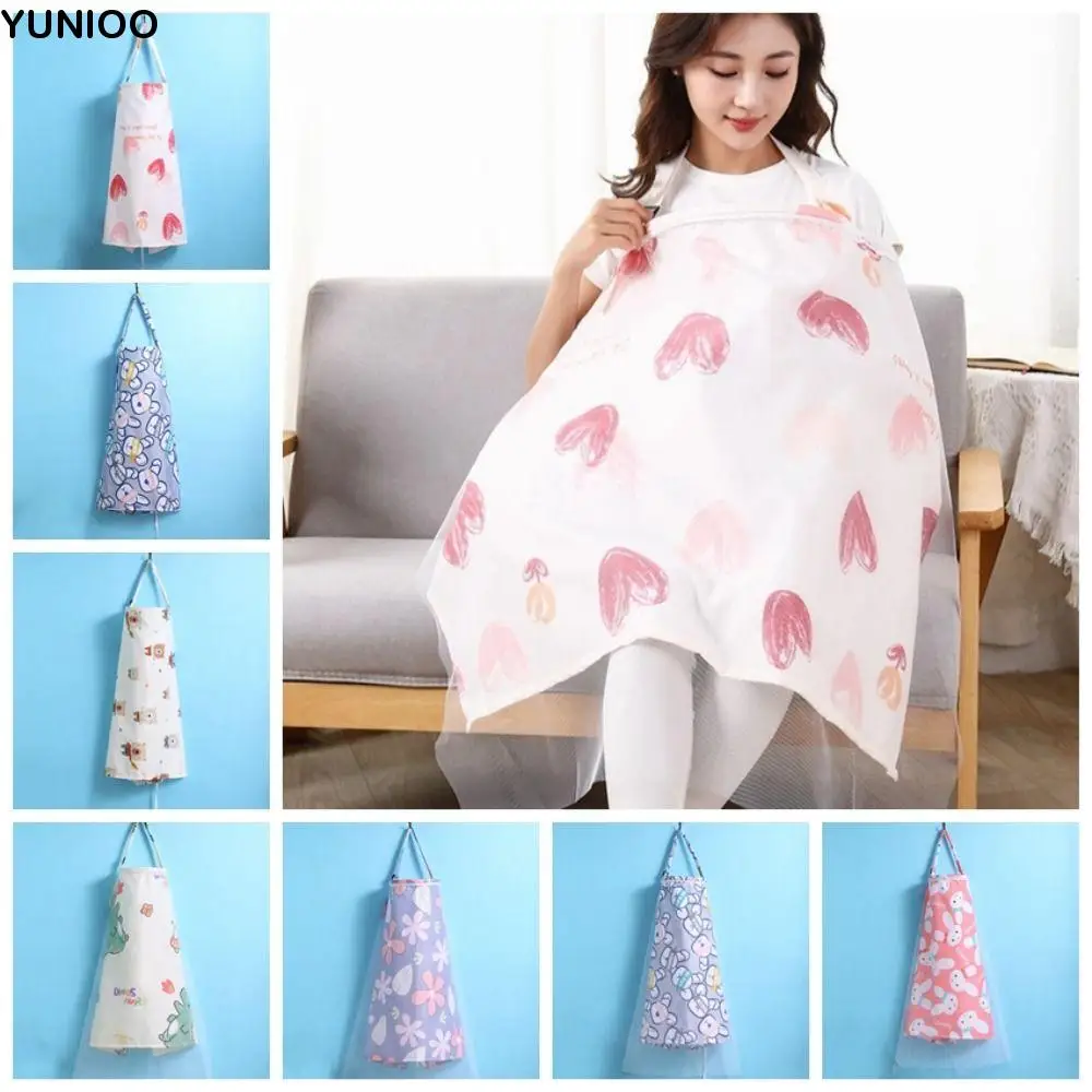 Soft Mesh Breastfeeding Cover Cotton Cartoon Outdoor Nursing Towel Nursing Apron Multifunctional Baby Stroller Blanket Outdoor