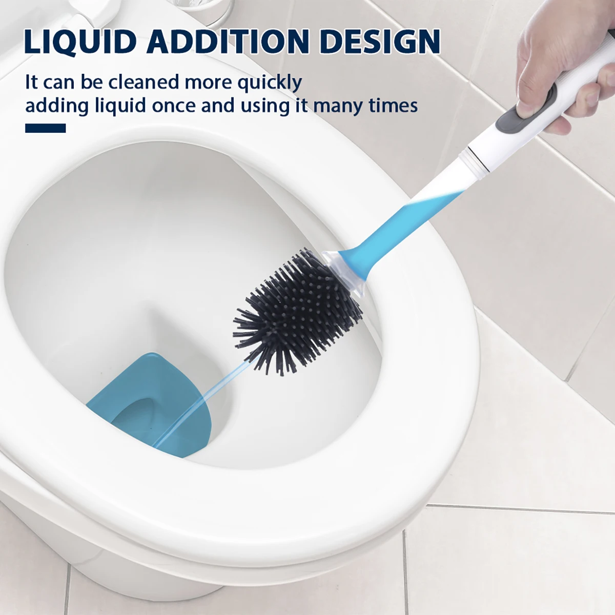 Bathroom Accessories Toilet Brush Set Water Spray Silicone Toilet Brush Long Handle Refillable Silicone TPR Brush Wall-Mounted Bathroom Cleaning Accessories
