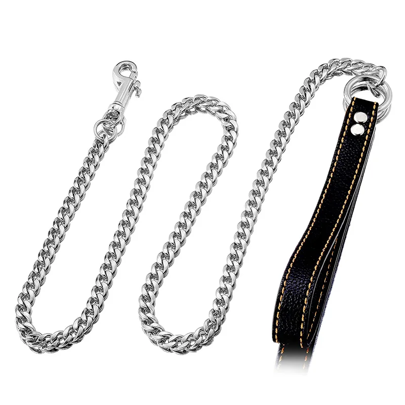 DogChainLeashMetalDogLeadTrainingSteelLeashHeavyDutyChew