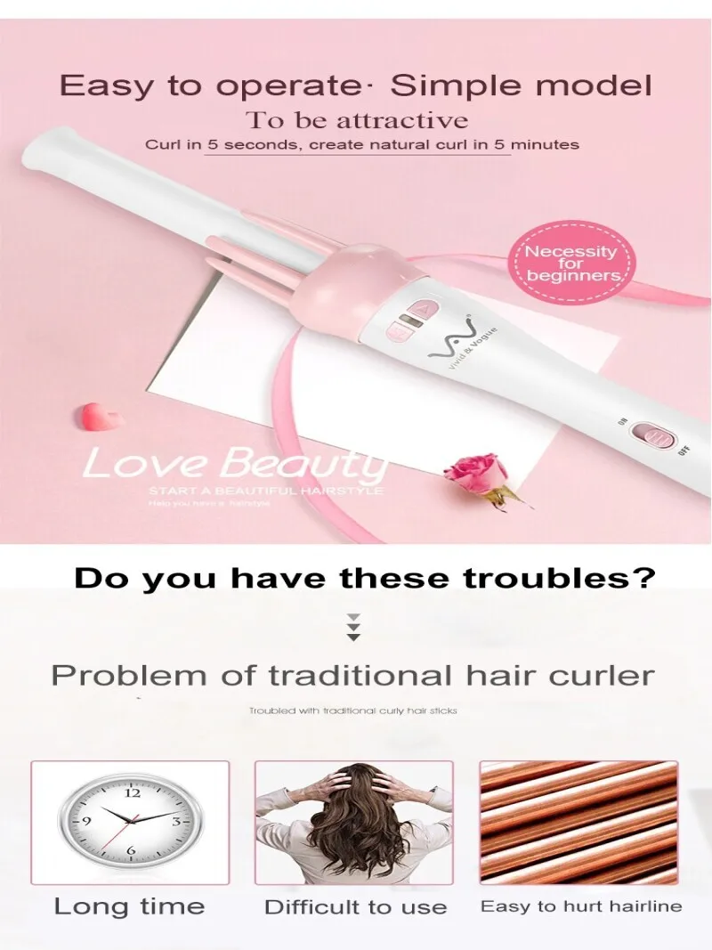 Automatic Hair Curler, Gentle on Hair, Perfect for Students' Dormitories