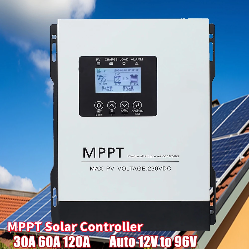 Description Picture 2 of itemAuto 12V-96V MPPT 30A 60A 120A Solar Charge Controller 230V LCD Touch For Lifepo4 Lithium GELLead Acid Home Solar Panel System