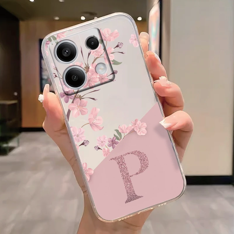 Clear Letter Pink Flowers Fashion Phone Cover - Soft Silicone  Shell