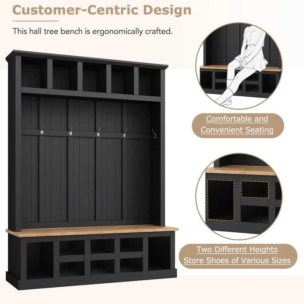 Hall Tree with Bench & Cube Storage 6