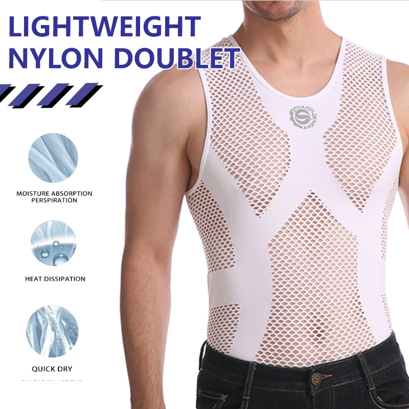 

Men's Summer Bottoming Shirts Cycling Outdoor Sports Sweat-absorbing Tops Sweat Vests Training Shapewear Chloro-Nylon Sports Top