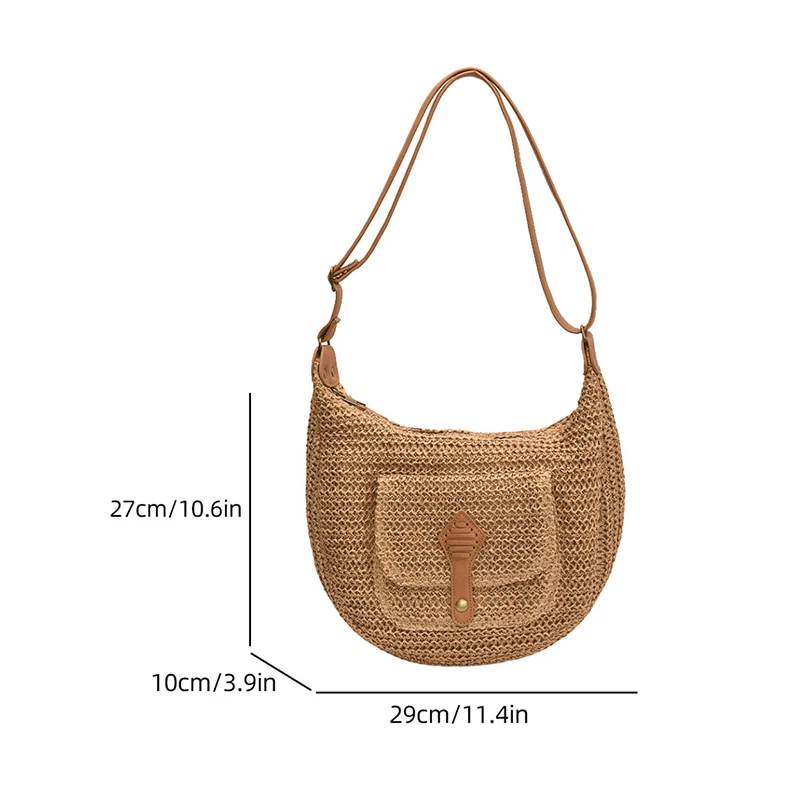 Woven Summer Fashion Straw Bag Beach Holiday Crossbody Bag Shopping Large Capacity Shoulder Handbag Messenger Ladies Women