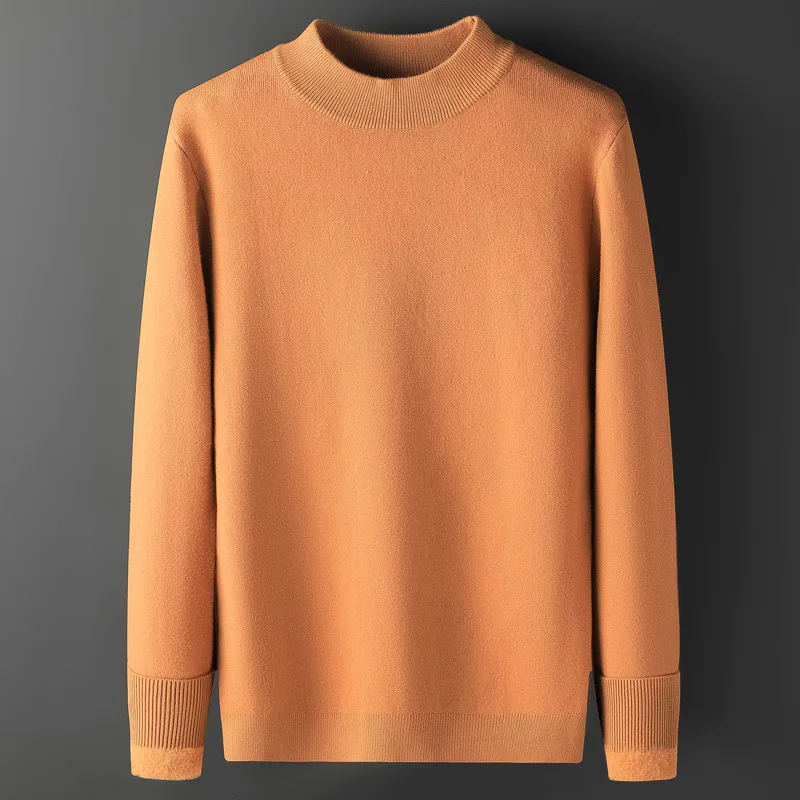 Woolen sweater Men's half-turtleneck winter woolen padded sweater with woolen padded warm bottom sweater 3