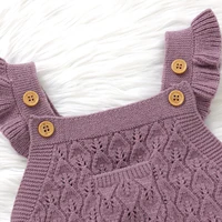 MISOWMNJOY Princess Knit Baby Girls Sweater Rompers Spring Fall Buttons Ruffle Sleeveless Toddler Knitwear Kid Jumpsuit Overalls 4