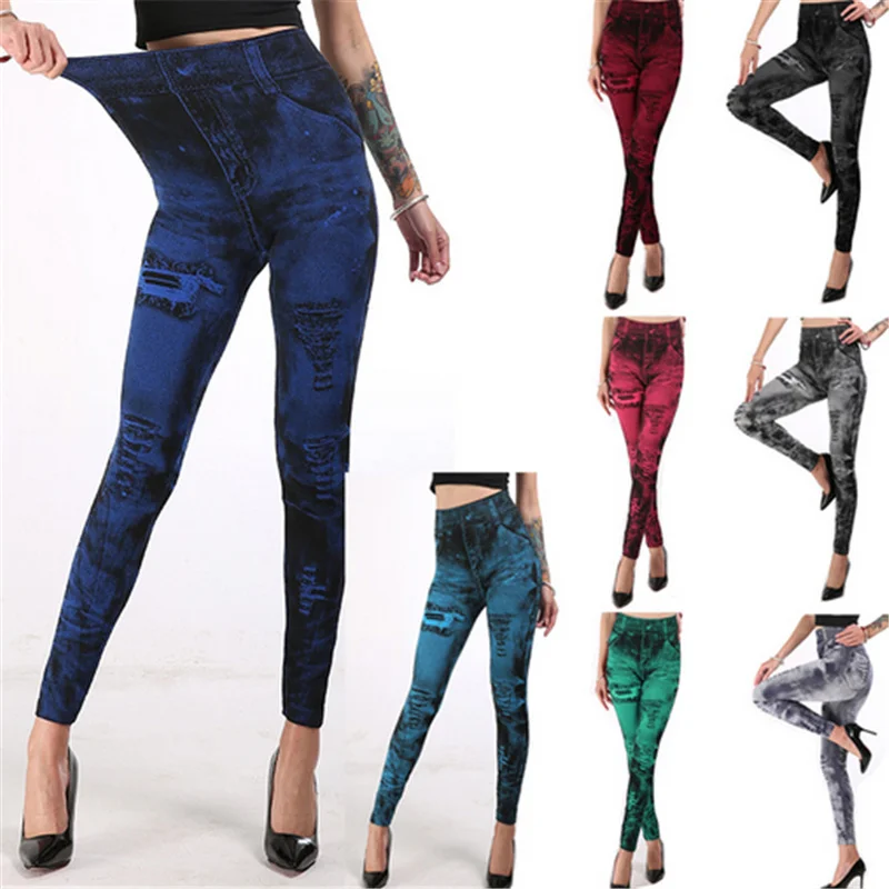 

Women Sexy Imitation Jean Skinny Jeggings Skinny Pants Bottoms Hot Sale Fashion Classic Stretchy Slim Leggings