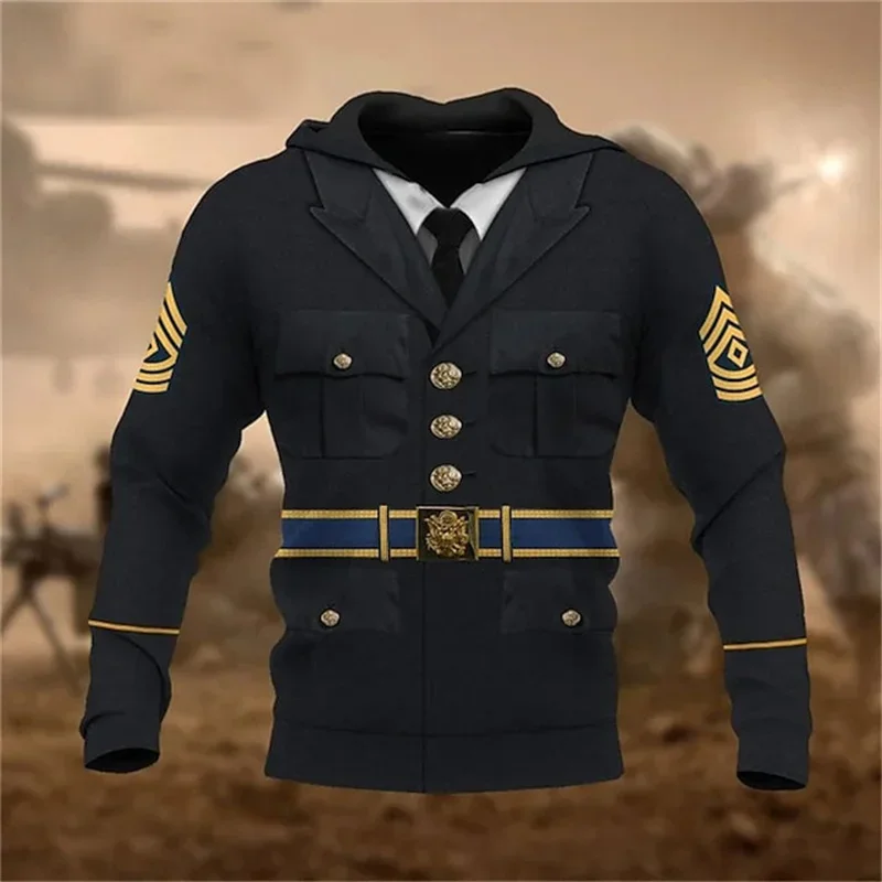 3D Navy Cosplay Printing Hoodies For Men Army Military Memoried