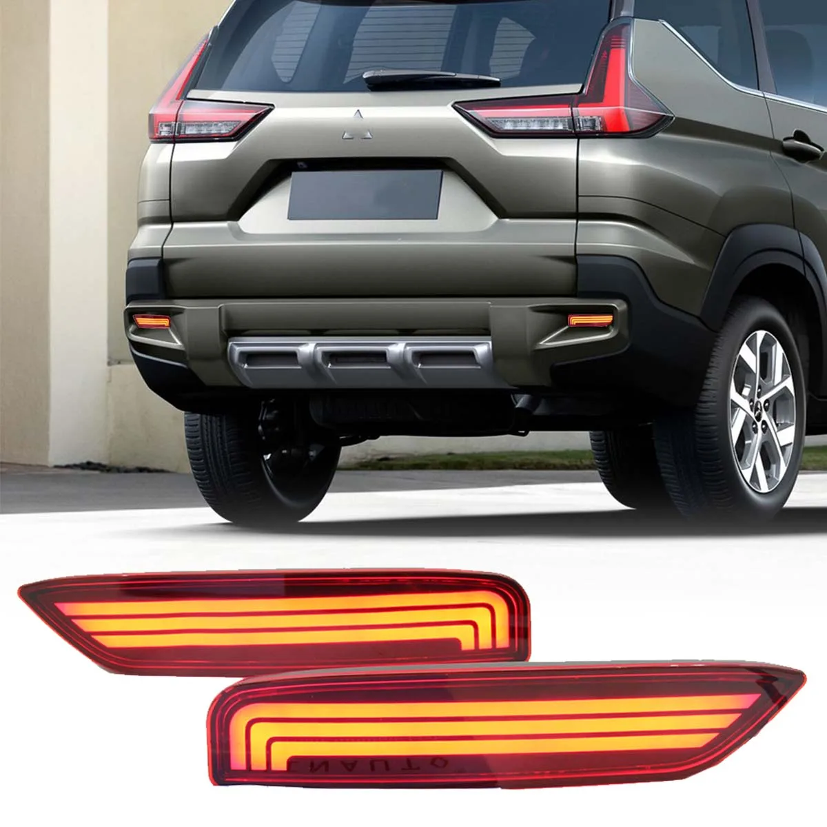 2PCS Rear Bumper Reflector Light For Mitsubishi XPANDER 2022-2023 XPANDER  CROSS 2019 2020 2021 With 3 Function