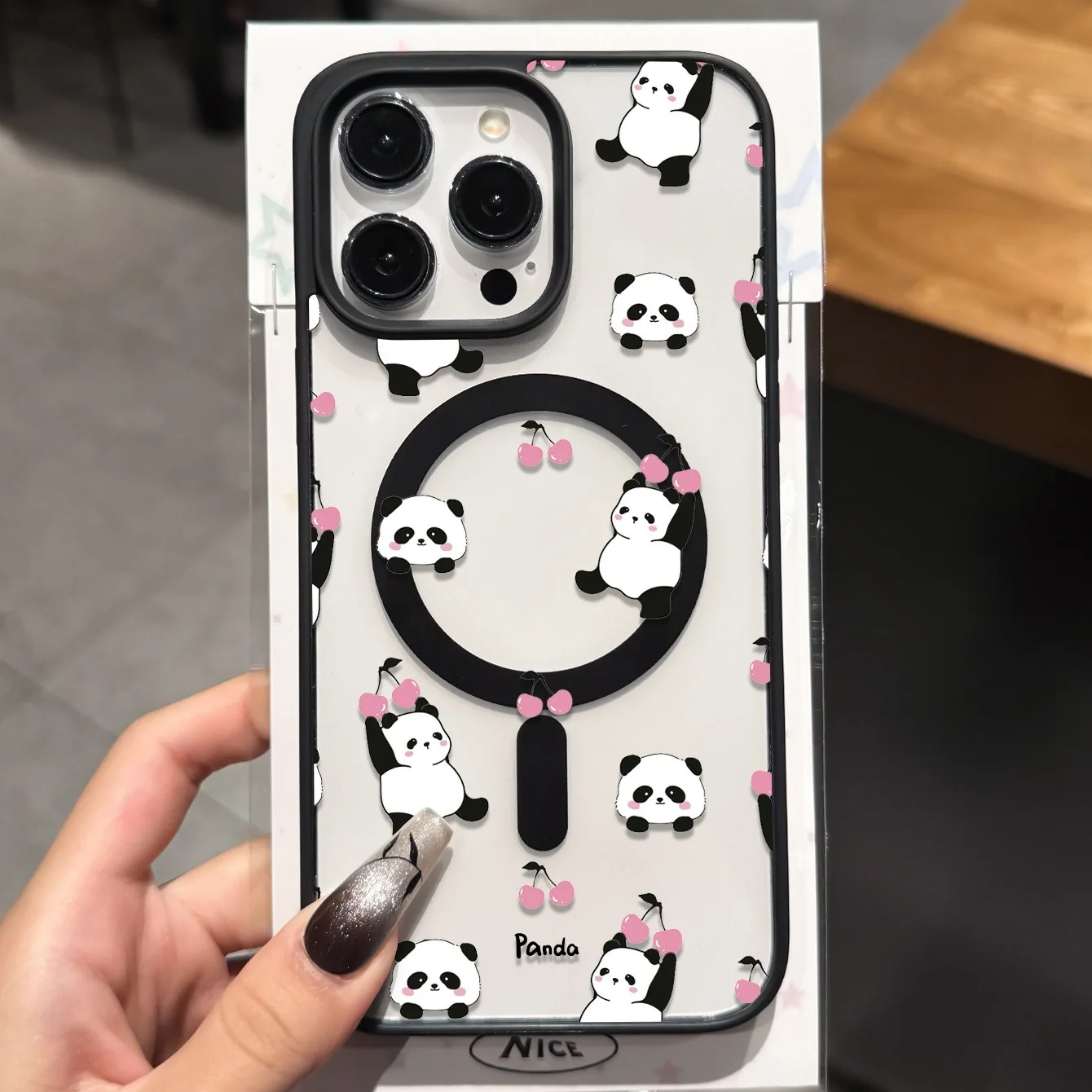 Cute Panda Cherry Magnetic Phone Case Cover