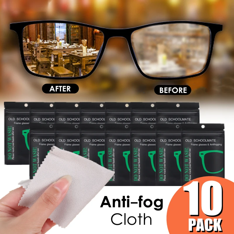 10Pcs Anti-Fog Wipes for Glasses Pre-moistened Antifog PC Computer