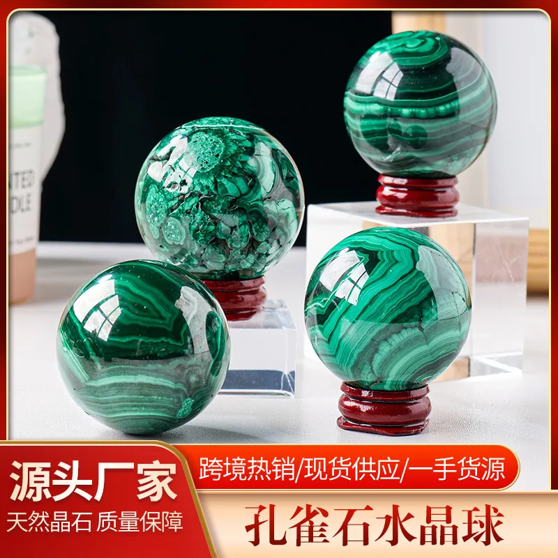 

Natural Crystal Malachite sphere Ball Raw Stone Polished Home Office desktop decoration crafts healing