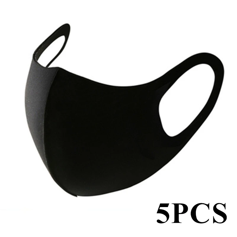 5pcs Ice Silk Mask Spring And Summer Dustproof Washable Reusable Face