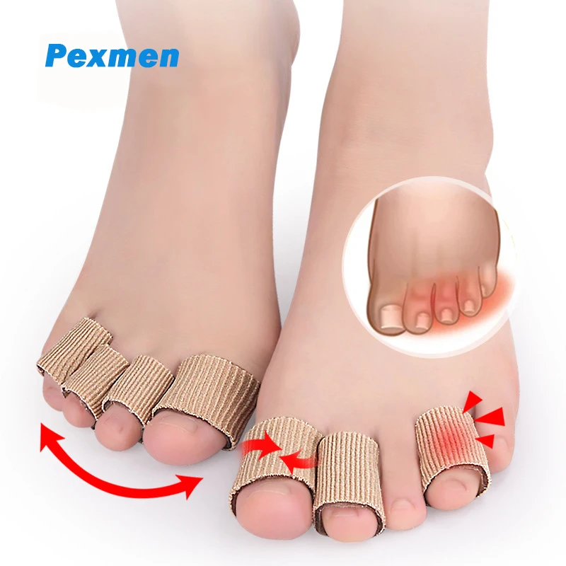 Pexmen 15cm Toe Tubes Sleeves Fabric Gel Lining Finger Toe Separator Protectors for Bunion Hammer Toe Callus Corns and Blisters pexmen toe tubes sleeves cushions soft gel lining finger silicone toe separator protectors for bunion callus corns and blisters