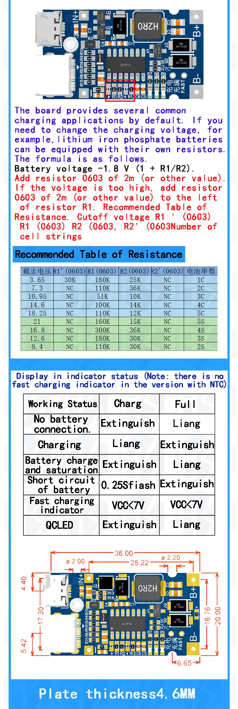 Tipo-C USB 2S 3S 4S BMS 4.5V-15V 18W 2A Modulo di