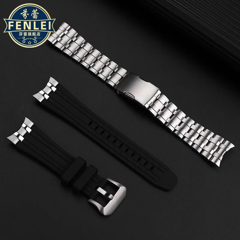 For Citzen Sky Eagle JY8050-51E JY8058-50L JY8051-08E 8059 8068 Bracelet 24MM Arc mouth Silicone Strap Stainless steel Watchband