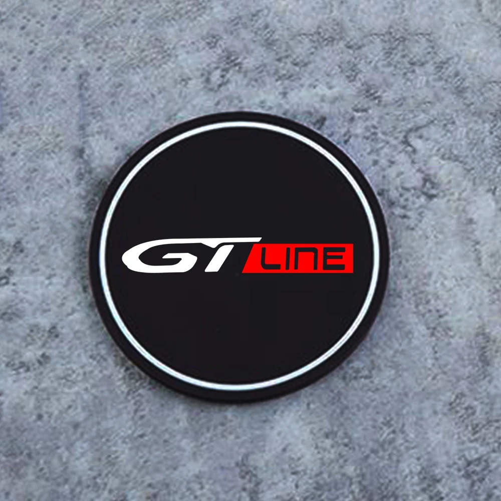 2Pcs Car Coaster Pads Water Cup Slots Non-Slip Mat Waterproof Water Cup Mat Drink Pad for Peugeot GT Line GTI 206 207 307 308 408 cup holder coasters,car coaster pads