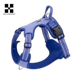 Customized No - Pull Reflective Padded Dog Harness - Adjustable - L (PURPLE)