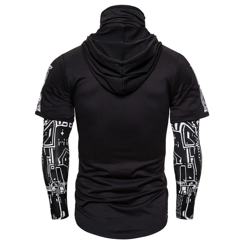 PERSONALITY Mens Skull Mask Hoodies Sweatshirt Fake Two Pieces Men Punk Jogging Homme Pullover Elastic Streetwear Hoodie