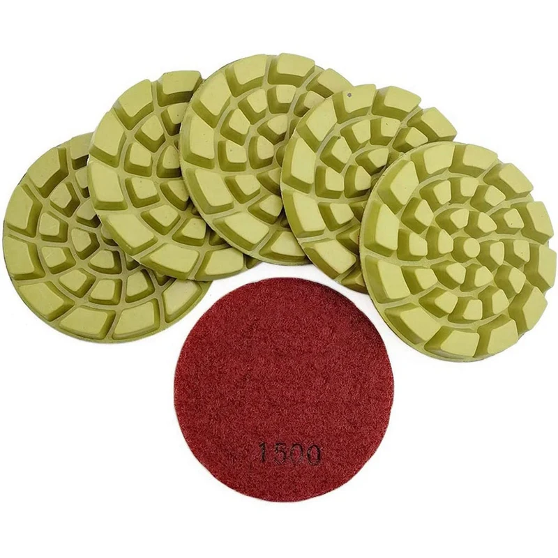 

6 PCS Diamond Floor Polishing Pads Resin Bond Terrazzo Floor Diameter 4 Inch