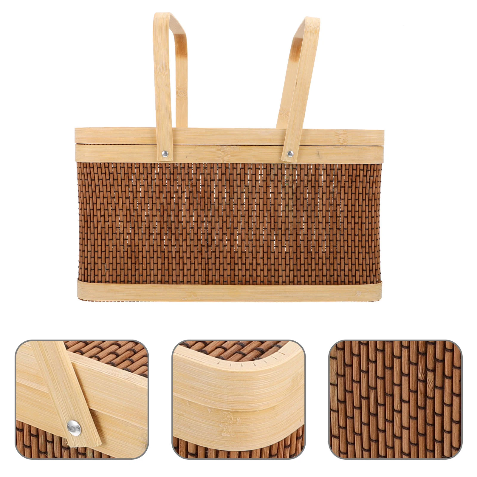 

Decorative Packing Basket Handheld Basket Picnic Snack Fruit Basket Kitchen Organzier Storage Basket (Brown)