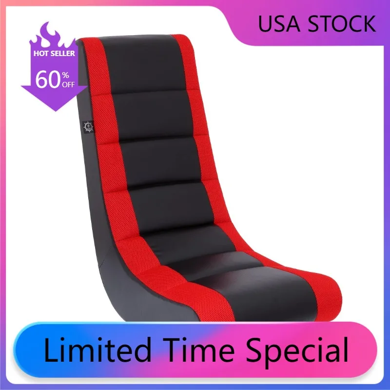 

Классическое кресло-качалка для детей и подростков, из искусственной кожи и полиэфирной сетки, черного/красного цвета